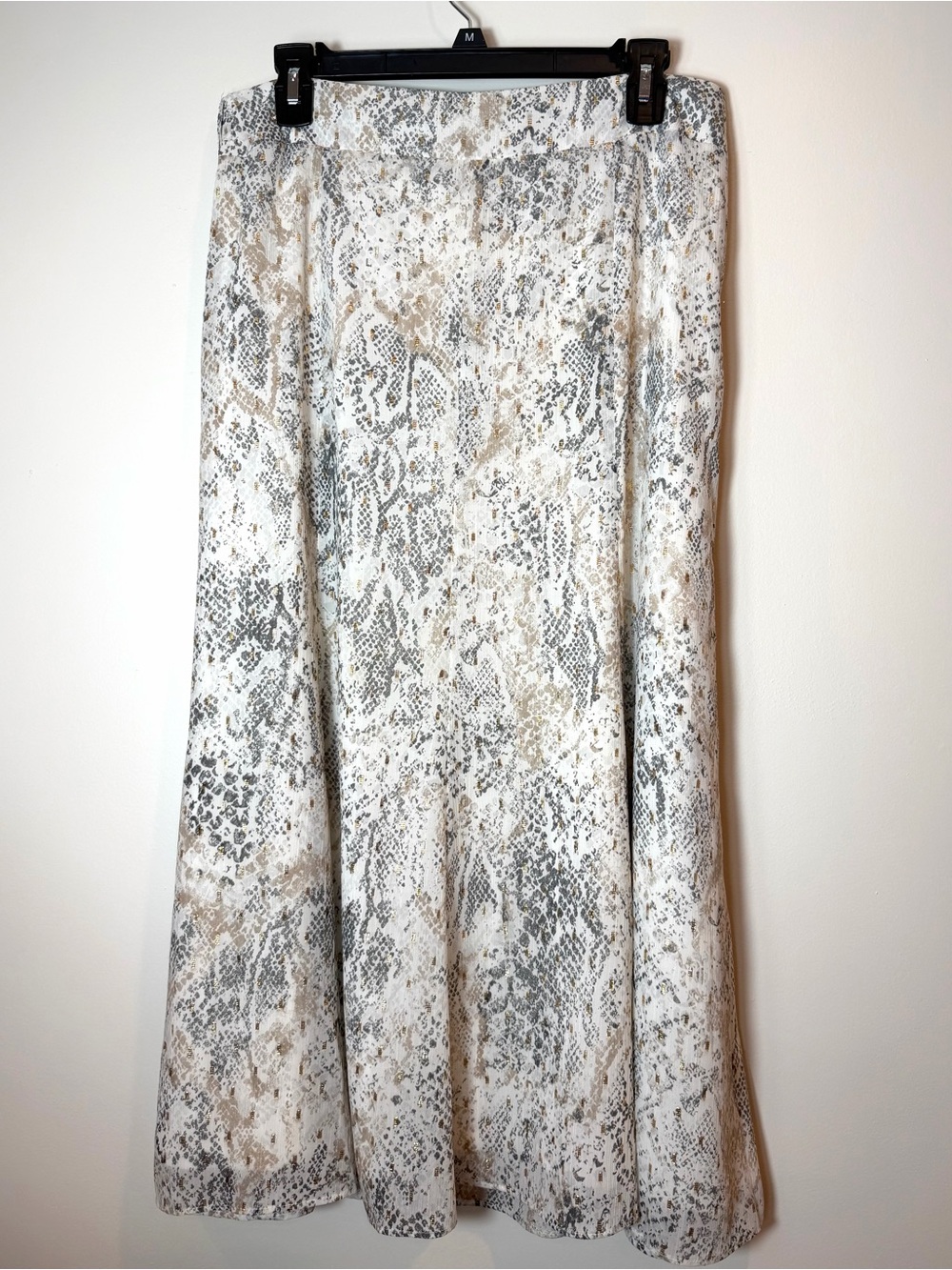 Chico’s Metallic Snakeskin Print Midi Skirt Fit & Flare Size 1.5 / 10